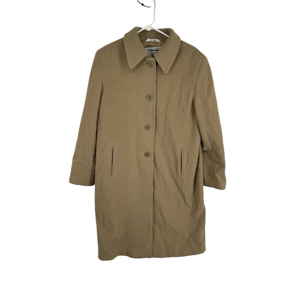 Womens Vintage Marvin Richards Tan‎ Wool Cashmere Blend Overcoat Size 14 Trench